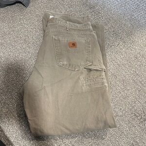 Carhartt Olive Brown Utility Work Pants with Pocket Patch